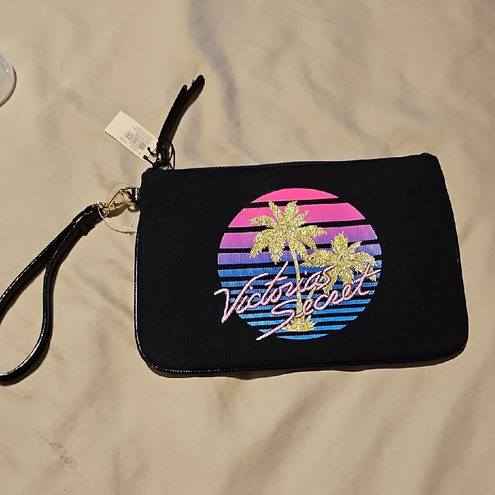 Victoria's Secret Black Clutch with Tropical Design